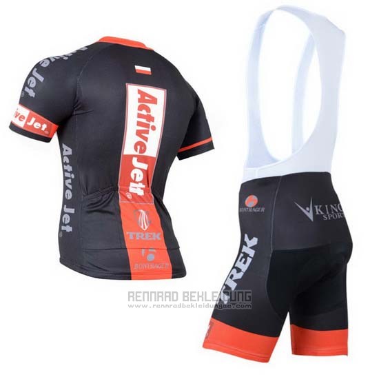 2014 Fahrradbekleidung Trek Shwarz und Orange Trikot Kurzarm und Tragerhose